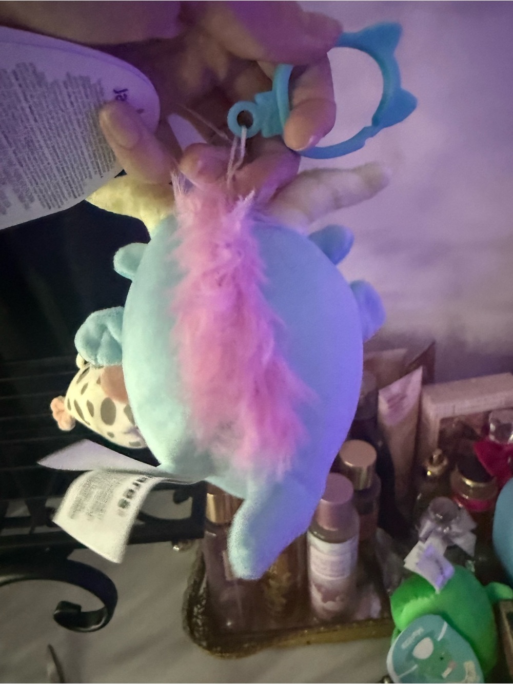Squishmallows Pastel Unicorn, Owl, Cow & Cactus Clip-On Plush Set - Picture 5 of 11